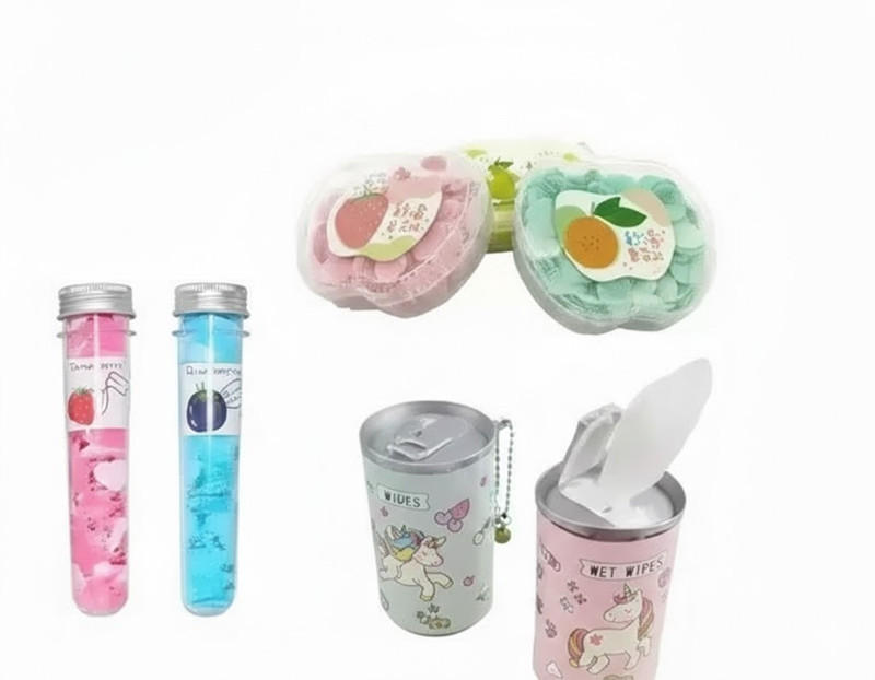 Eclet 6-in-1 Portable Travel Hygiene Combo: Tube,Apple Paper Soaps 2 Wet Tissue Cans(499 g)
