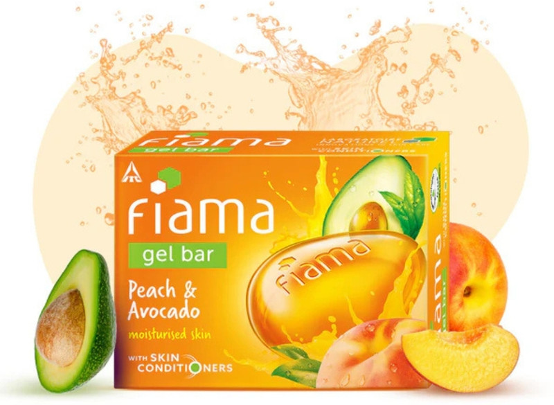 FIAMA Peach & Avocado Soap Gel Bathing Bar With Skin Conditioners for Moisturized Skin(3 x 125.33 g)