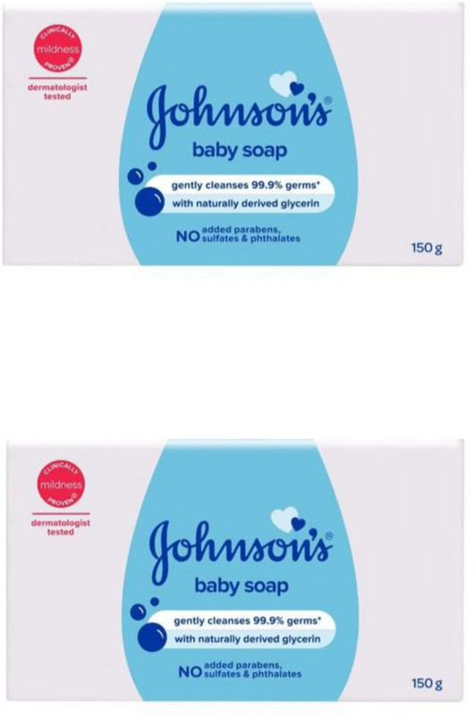 JOHNSON'S Baby Soap 150 gm × 2 | Pack of 2 | For new born Babies(2 x 150 g)