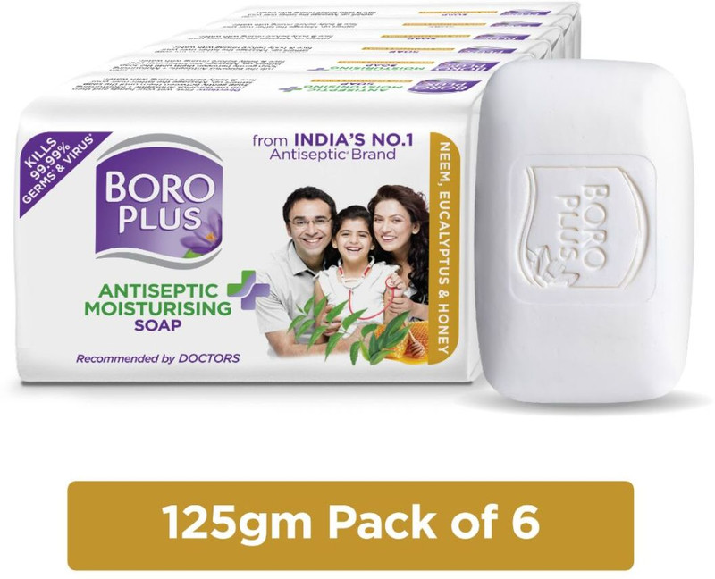 BOROPLUS Antiseptic + Moisturising Soap - Neem, Eucalyptus & Honey(6 x 125 g)