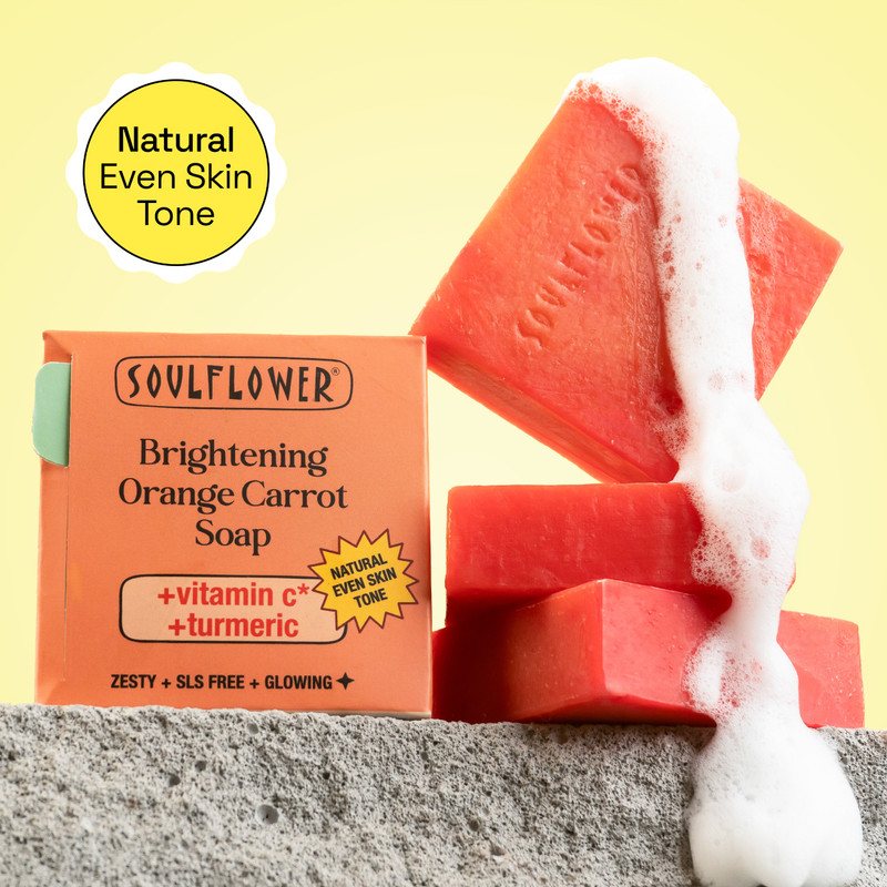 Soulflower Orange Carrot Soap for Glowing Skin, Cleanser, Face, Body, Handmade Bar(100 g)