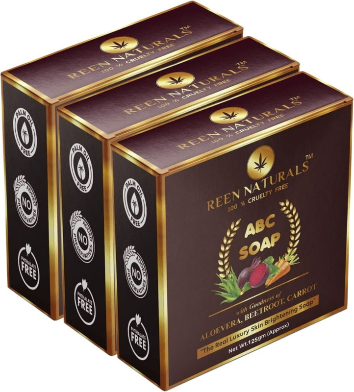 REEN NATURALS PACK 2 - ABC SOAP | Luxury Soap Natural Extract of Aloe vera, Beetroot & Carrot(2 x 125 g)