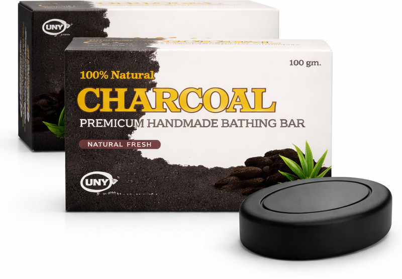 UNY Charcoal Soap Pack of 2 | Natural Handmade | Acne & Oil Control(2 x 50 g)