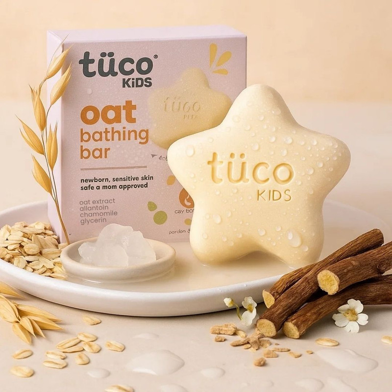 TuCo Kids Oat Bathing Bar | 100% Soap-Free | pH 5.5 | Amoeba shaped - Easy to grip(75 g)