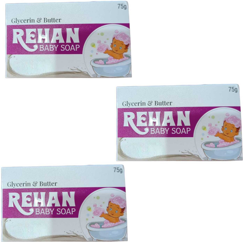clowzac REHAN BABY SOAP FOR BABY SOTEN & SILKY SKIN PACK OF(3 x 75 g)