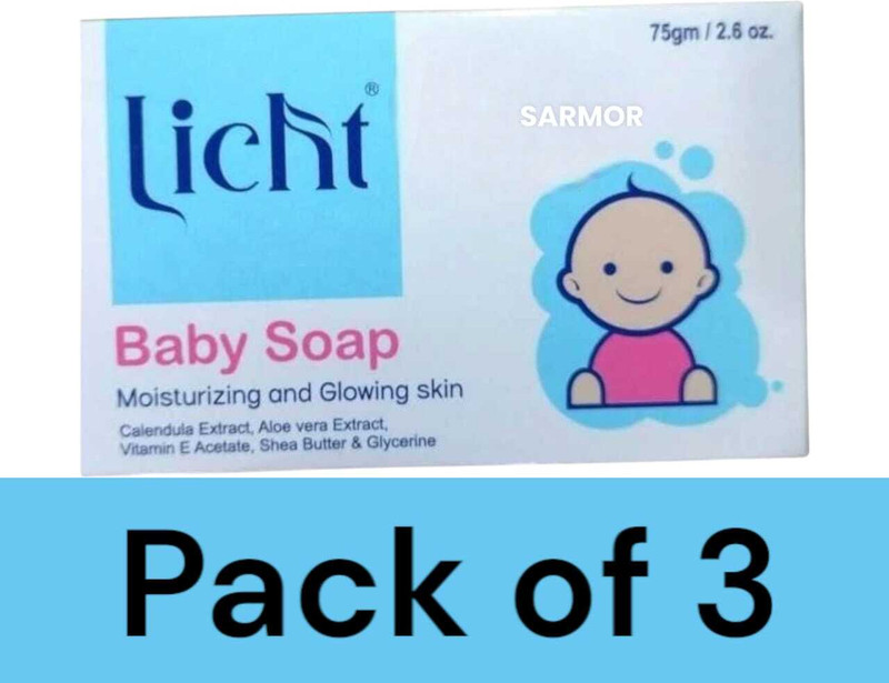 SARMOR licht baby soap skin moisturising and glowing all skin type(3 x 75 g)