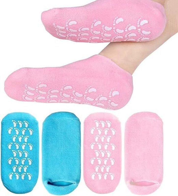 Twinleaf Moisturizing Gel Socks with Jojoba Seed Oil, Pack of 2(Free Size, Multi)