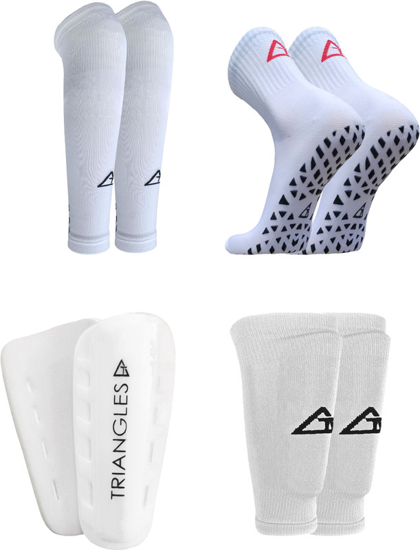 Triangles Sports Hosiery Football Socks Combo with Shin Guard, Leg Sleeve & Shin Guard Supporter Football Kit