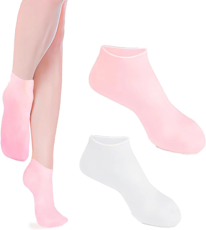 MINITUL Silicon Socks Heel for Crack (1 Pair) Spa Gel Socks for Women & Men Heel Support