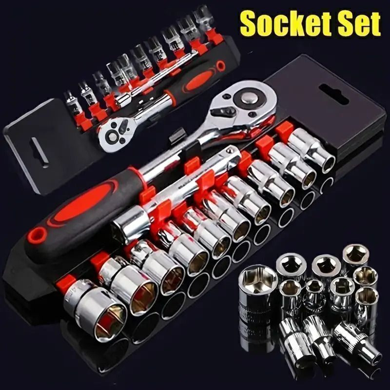 Dacffy Ratchet 1/4 inch socket set 12pc set Chrome Vanadium Steel Ratchet Tool kit Socket Set(Pack of 12)
