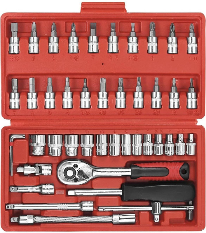 toolskart 46 In 1 Pc Hand Tool Kit Socket Set Multi Purpose Combination Tool Double Sided Socket Set(Pack of 46)