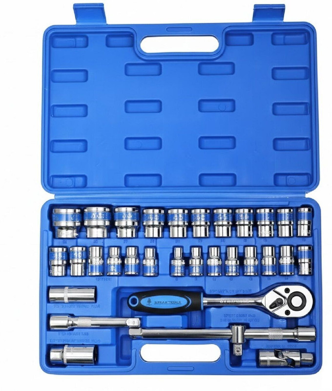 AEGON Spear SA-32 32 Pcs 1/2 Drive CR-V Socket Set with Ratchet Socket Set(Pack of 1)