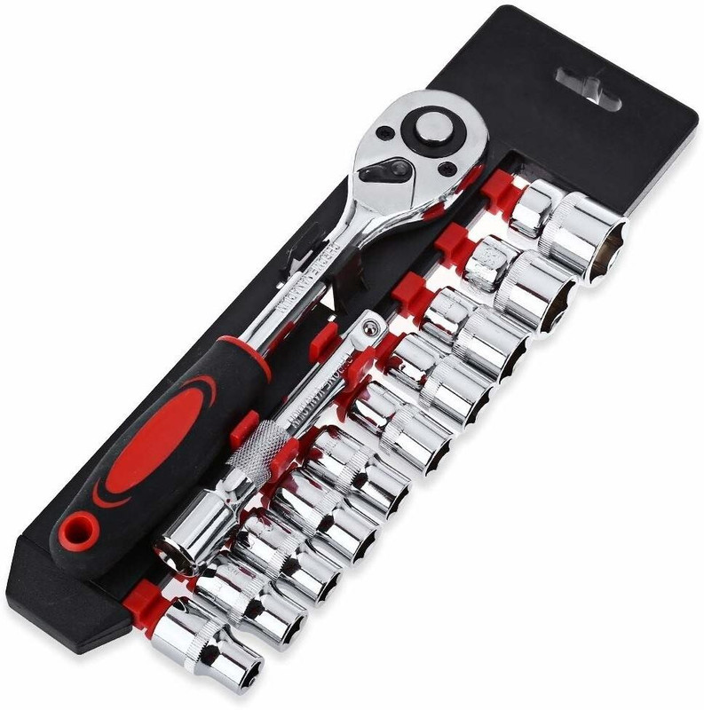 Emergity 12 in 1 Heavy Duty 1/2 Chrome Vanadium steel Socket Set with Quick Release Reversible Ratchet, Wrench Set, Tool Kit Socket Set(Pack of 1)
