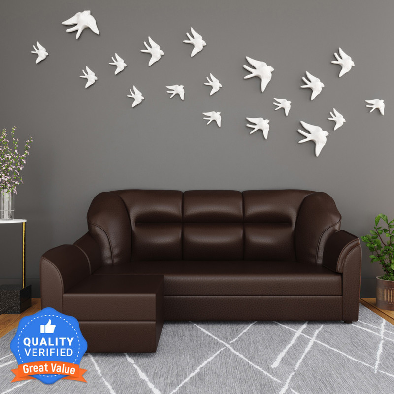 WESTIDO Leatherette 4 Seater Sofa(Finish Color - Brown, DIY(Do-It-Yourself))
