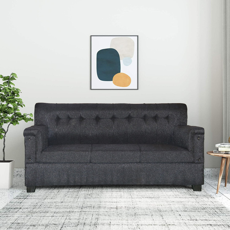 LIVEWELL Premium Quality Jute Fabric 3 Seater Sofa(Finish Color - Grey, DIY(Do-It-Yourself))