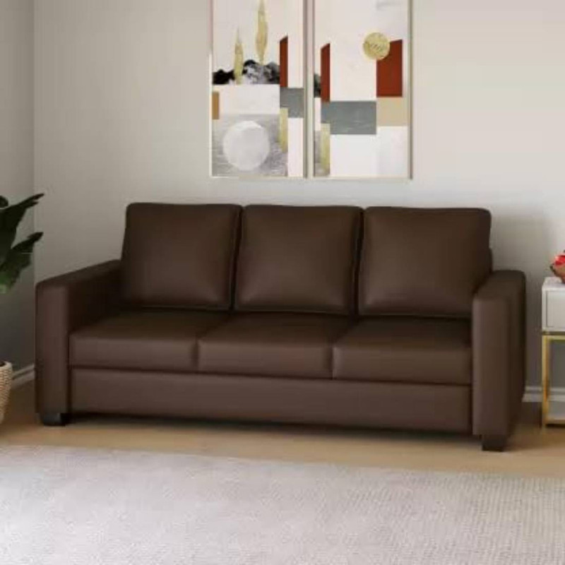 WESTIDO Orlando Leatherette 3 Seater Sofa(Finish Color - Brown, DIY(Do-It-Yourself))