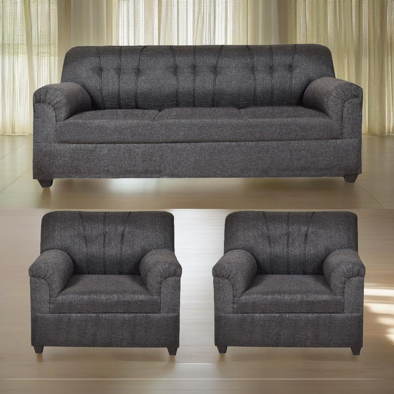Fusion Furniture Factory Deno Fabric 5 Seater  Sofa(Finish Color - Grey, DIY(Do-It-Yourself))
