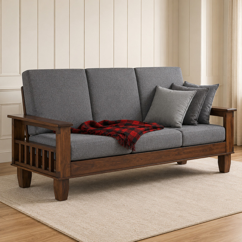 Kendalwood Furniture Solid Wood 3 Seater Wooden Sofa set