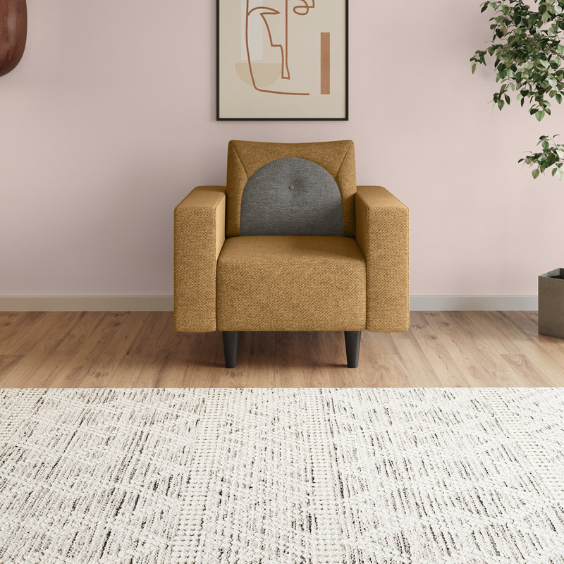 Interio by Godrej Cresco Premium Quality Fabric 1 Seater  Sofa(Finish Color - Camel, Knock Down)