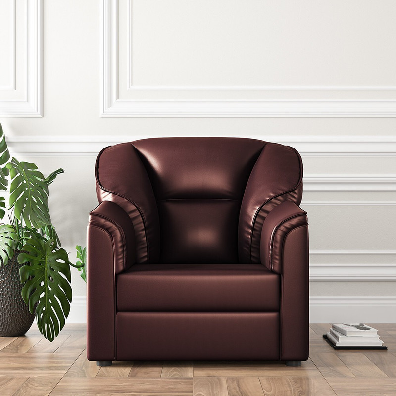 WESTIDO Burj Leatherette 1 Seater Sofa(Finish Color - Brown, DIY(Do-It-Yourself))