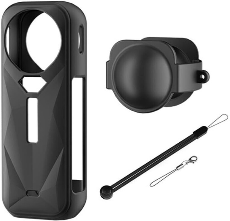 Action Pro Silicone Protective Cover + Lens Cap Compatible with Insta-360 X5 Action Camera Body Grip