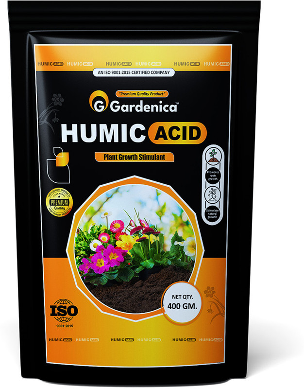 Gardenica Humic Acid Fertilizer For Plant Growth Enhancer and improves Plant Root System Fertilizer, Manure, Pesticide, Soil(0.4 kg, Powder)
