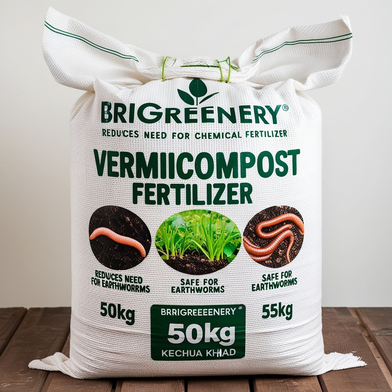 BriGreenery Organic Plant Nutrition Vermicompost 50kg Manure(50 kg, Powder)