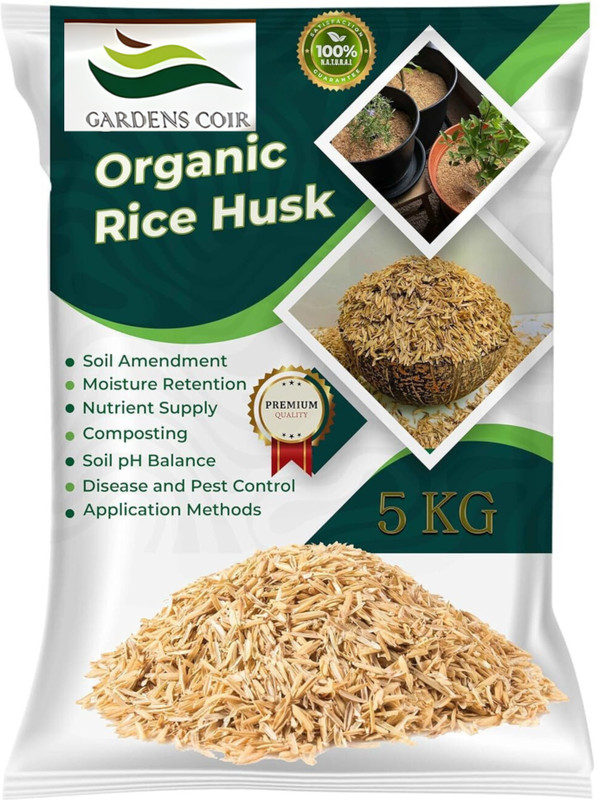 GARDENSCOIR Organic Rice Husk for Plants 5 kg | Best Horticuture Grade Rice Husk Husk(5 kg, Granules)