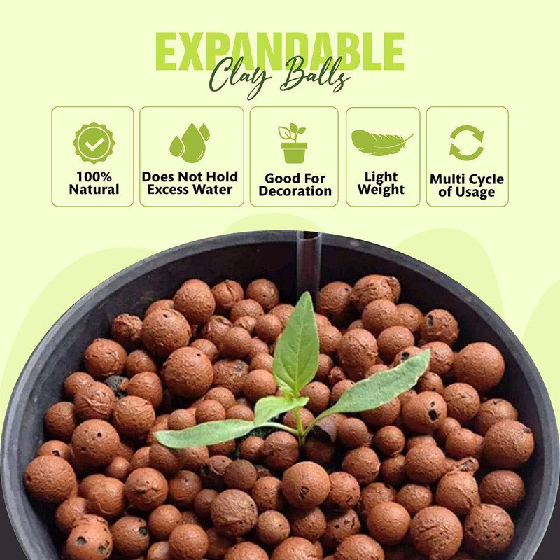 new akki Leca Clay Balls, Hydrotons, Lightweight Expanded Clay Aggregate 8 to 15 mm Soil(1 kg, Granules)