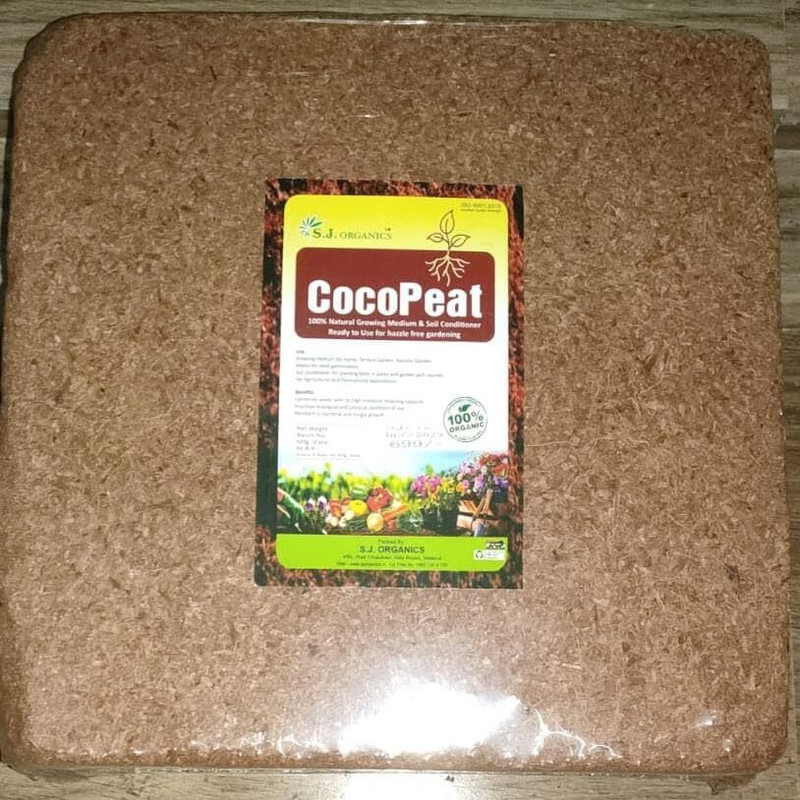 S.J. Organics Cocopeat Block (Pack of 1,5 kg) | Natural Coconut Coir Fibres | Manure(5 kg, Cake)