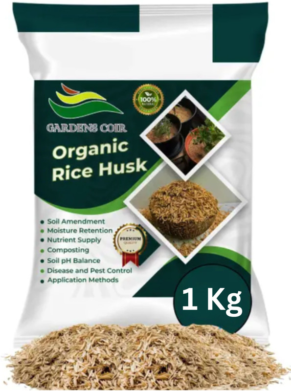 GARDENSCOIR Rice Husk for Plants Natural Soil Amendment Healthier Growth Plants Husk(1 kg, Powder)