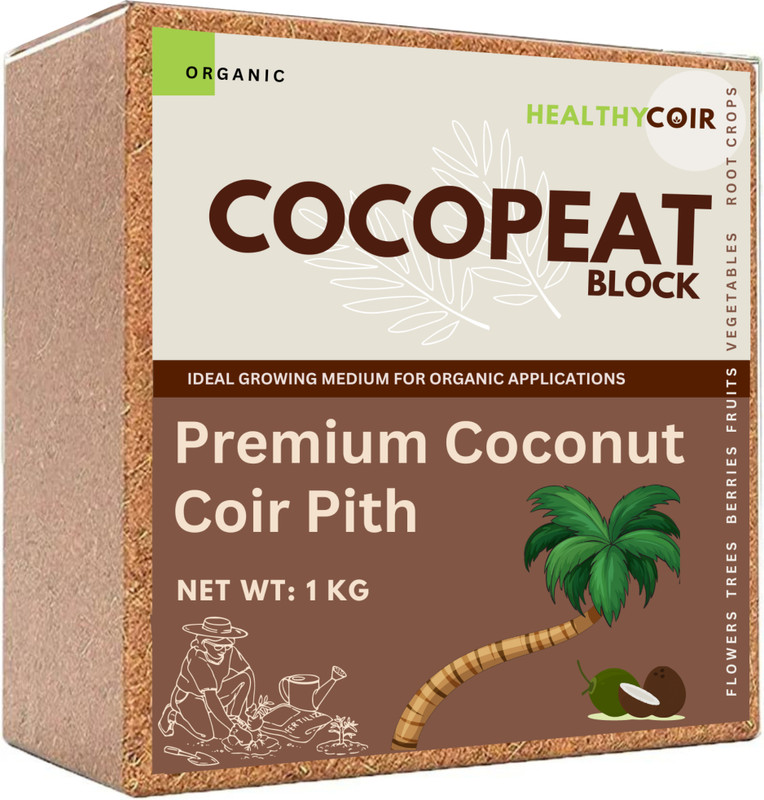 coir Cocopeat block Eco-Friendly and Natural Potting Mixture, Manure(1 kg, Cake)
