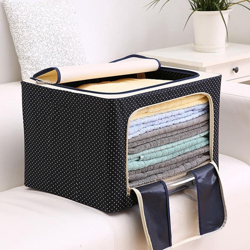 VRTREND 66LTR Foldable Storage Box_JS37 Polyester Laundry Bag(Blue)
