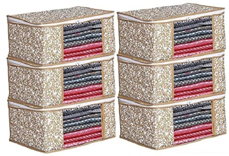 Champaran Industries Non-Woven Fabric Saree Cover Clothes Organizers with Transparent Window Cotton Laundry Bag(Grey)
