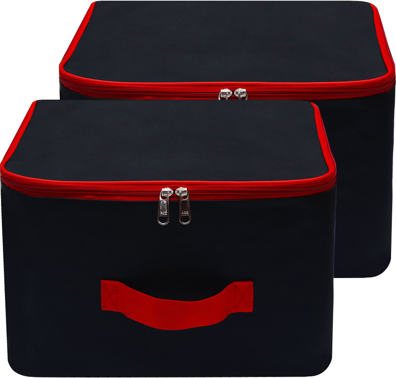 Billiondesigner 2 Pack Nylon Underbed Moisture Proof Wardrobe Organizer Storage Bag for clothes Poly-canvas Laundry Bag(Black)
