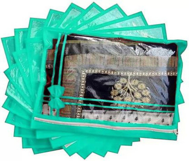 Tiarakrafts Packing Saree Cover/Suit Cover/Cloths organizer garment cover GREEN (packOf12) Poly-canvas Laundry Bag(Green)