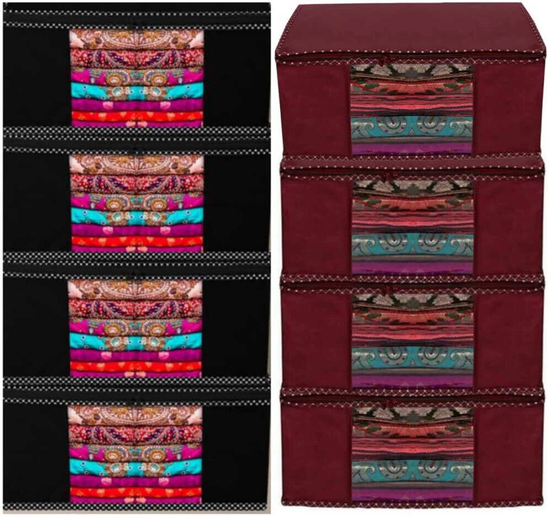 Aaliya organizer clothes cover /storage caver /cloth caver,Garment cover pack of 8) Poly-canvas Laundry Bag(black&maroon)