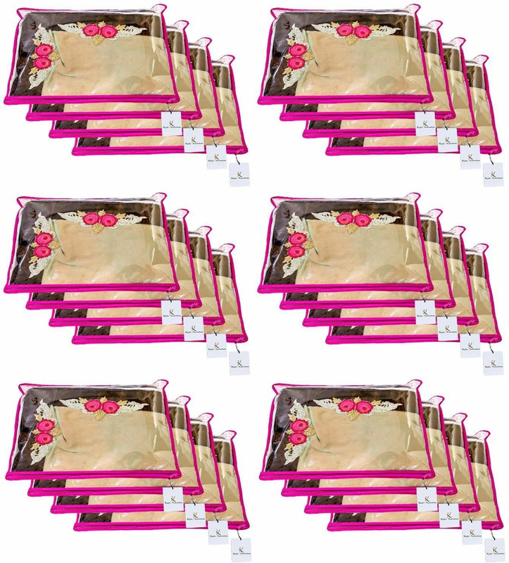 CHAMPARAN Non Woven Single Packing Saree Cover 24 pcs Set (Pink) Cotton Laundry Bag(Pink)