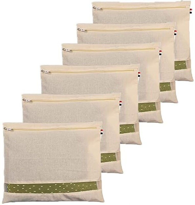 RadheTrade Cotton Saree Storage Bags - Wardrobe Organizer with Transparent mesh window Cotton Laundry Bag(Beige)