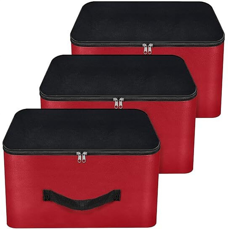 Minso 3 Pack Nylon Underbed Moisture Proof Wardrobe Organizer Storage Bag Poly-canvas Laundry Bag(Red, Black)