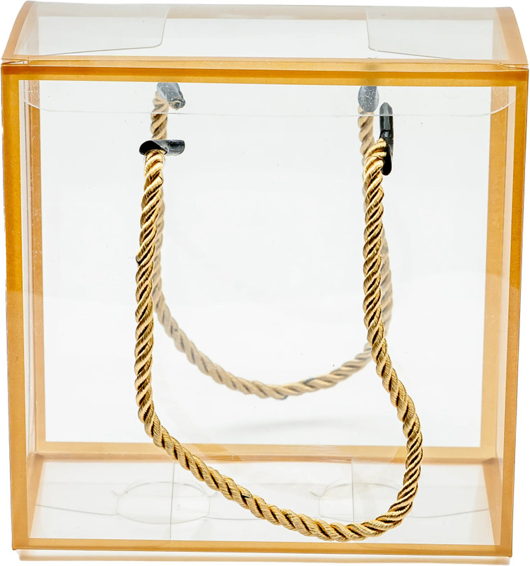 CyberKavish Creative Solutions TRANSPARENT PVC HAMPER BOX WITH ROPE HANDLE - 8*8*3.5 INCH (Pack of 5) Poly-canvas Laundry Bag(Golden)