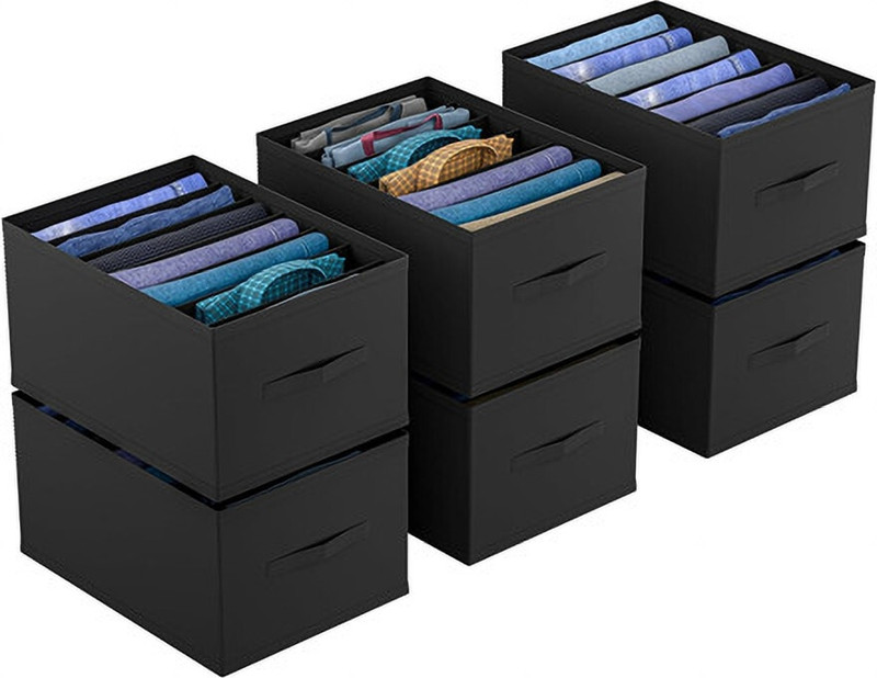 Tiarakrafts Pent Organizer 7 Grid Storage Box Foldable Closet Organizer for Clothes Poly-canvas Laundry Bag(Black)