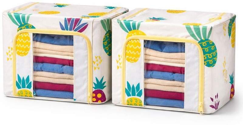 Purnima collection Foldable Cloth Storage Organizer Box (Pack of 2) Linen Laundry Bag(Yellow)