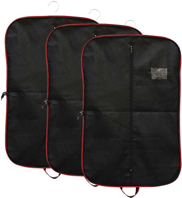 CHAMPARAN Suit Cover (Red Stripped) Pack of 3 Cotton Laundry Bag(Black)