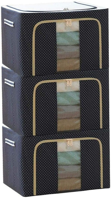 DHYEY ENTERPRISE 66L Folding Storage Box Living Box, Fabric Foldable Wardrobe Organizer Cotton Laundry Bag(Multicolor)