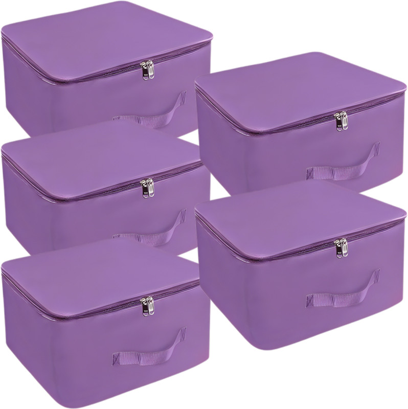 Mdali Storage Bags for Clothes,Saree with Zip Closure & Handle (Purple, Pack of 5) Polyester Laundry Bag(Purple)