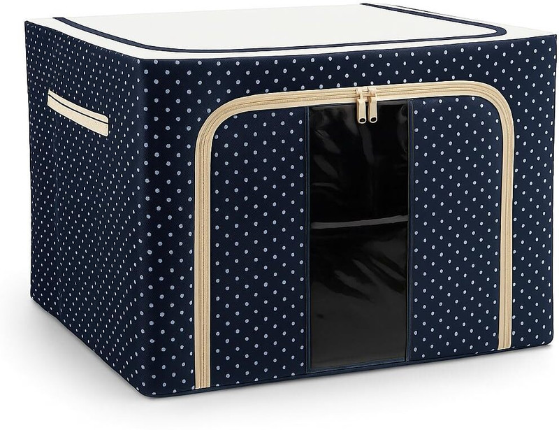COLLECTIONVAULTS Foldable Clothes Storage Organizer Bag with Transparent Window Polyester Laundry Bag(Blue)