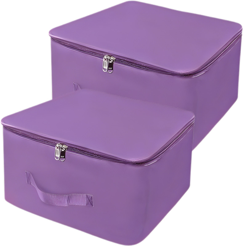 Mdali Storage Bags for Clothes,Saree with Zip Closure & Handle (Purple, Pack of 2) Polyester Laundry Bag(Purple)
