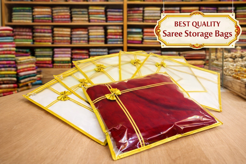 alam enterprises R Single Saree Bag Gold 2 (10Pcs) Polyester Laundry Bag(Gold)