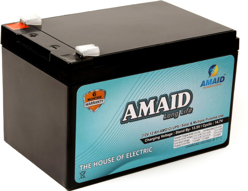 AMAID 12v 12ah UPS inverter battery AGM Solar Toy car Bike Battery Spray Pumps battery Solar Compatible Square Wave Inverter(500 VA)